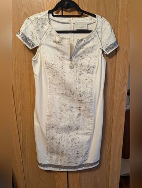 Diane Von Furstenberg White Dress with Silver Accents